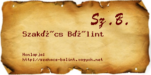Szakács Bálint névjegykártya